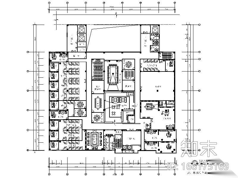 科技办公室内装修设计施工图（含效果图）cad施工图下载【ID:166175169】