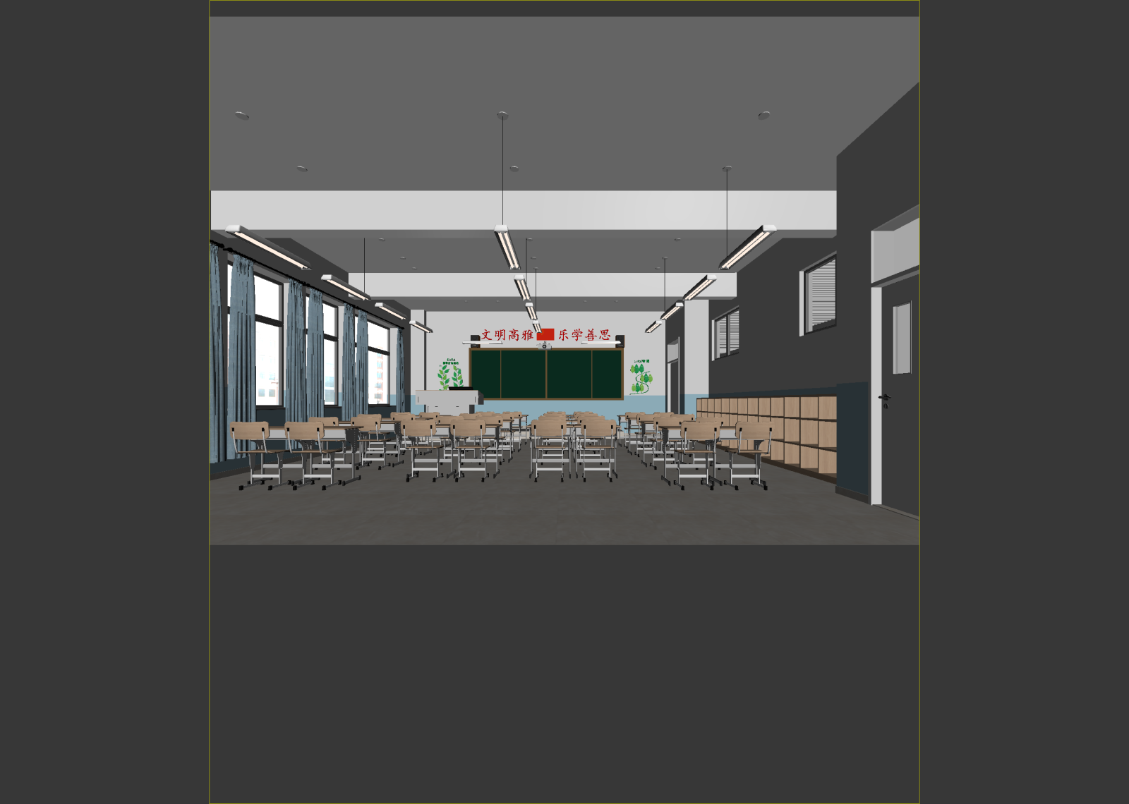 现代教室3D模型下载【ID:1214393728】