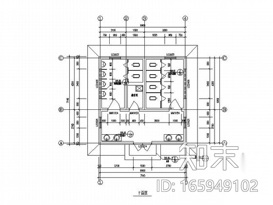 某单层厕所建筑施工图cad施工图下载【ID:165949102】