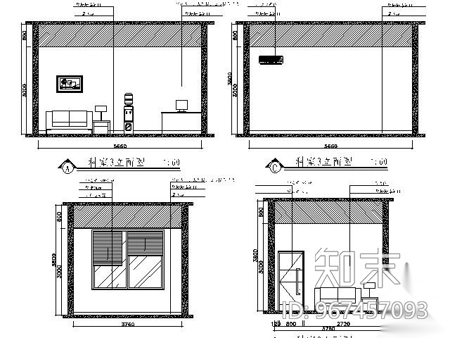 [湖南]某园林局办公空间装修图（含效果）cad施工图下载【ID:967457093】