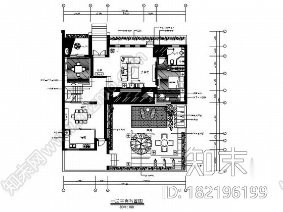 [苏州]双层新中式风格别墅室内施工图cad施工图下载【ID:182196199】