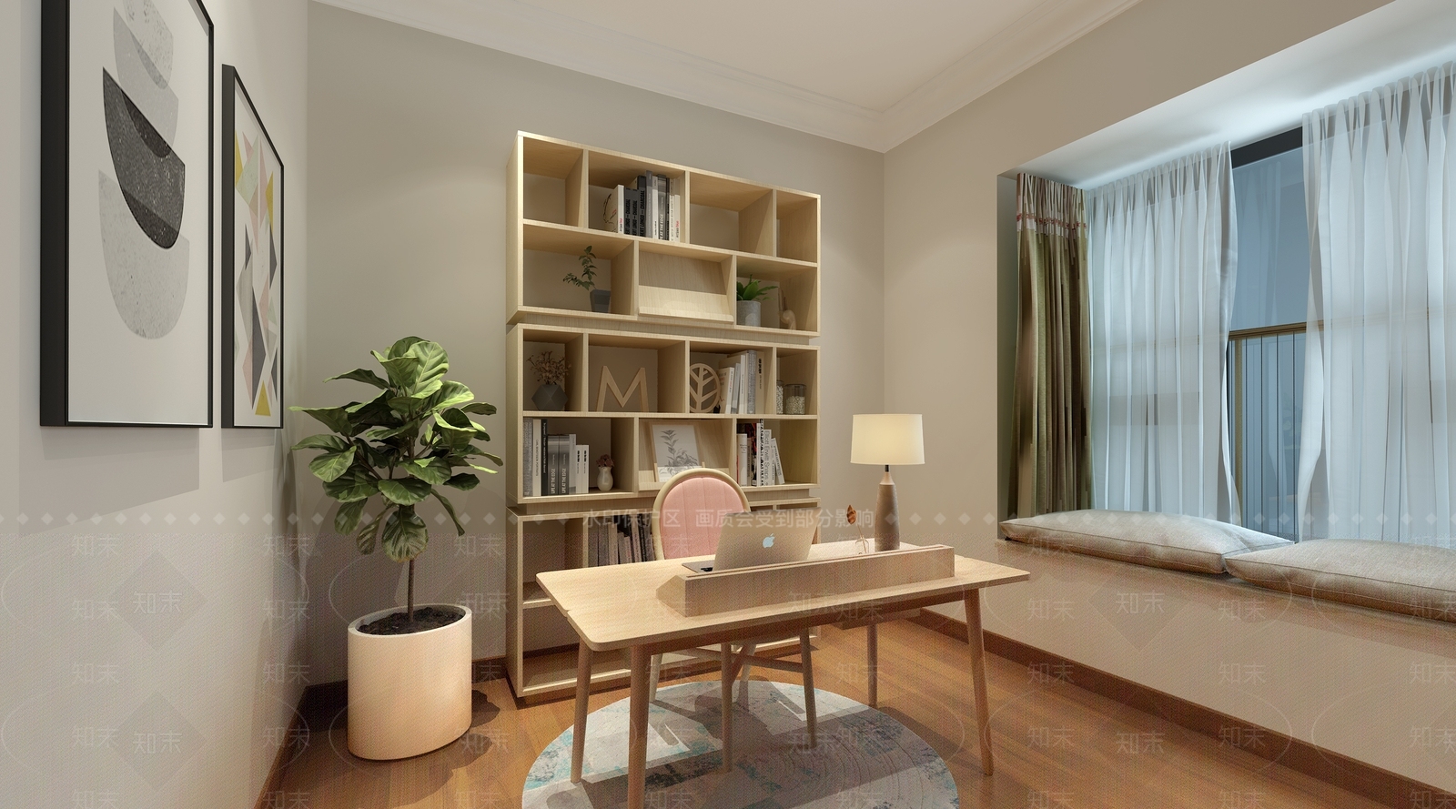 北欧书房桌子椅子3D模型下载【ID:526017675】