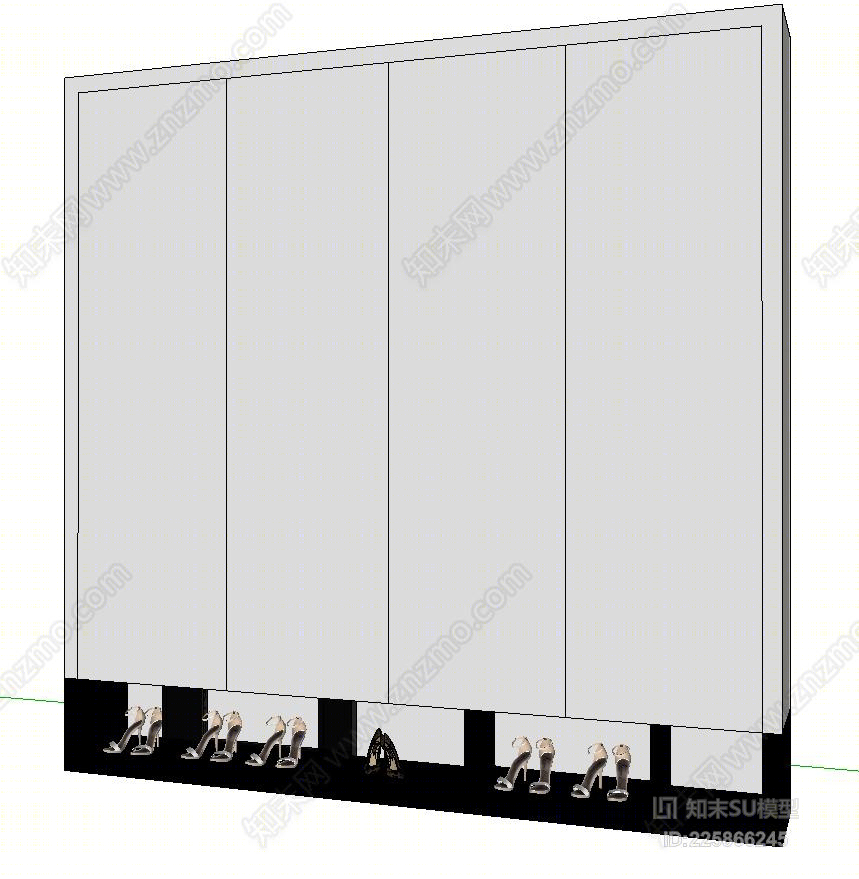 北欧实木玄关柜门口门厅屏风柜隔断柜现代简约多功能间厅鞋柜SU模型下载【ID:225866245】