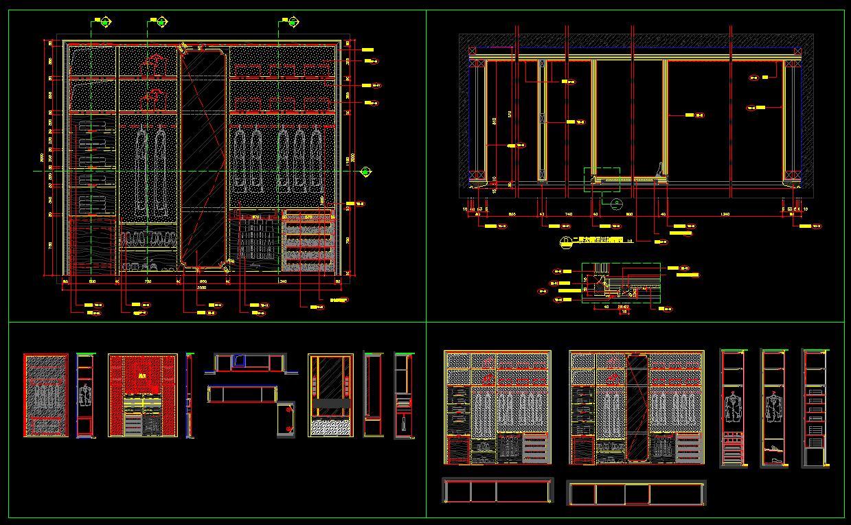 衣帽柜衣柜鞋柜衣帽间CAD节点大样施工图下载【ID:931925613】