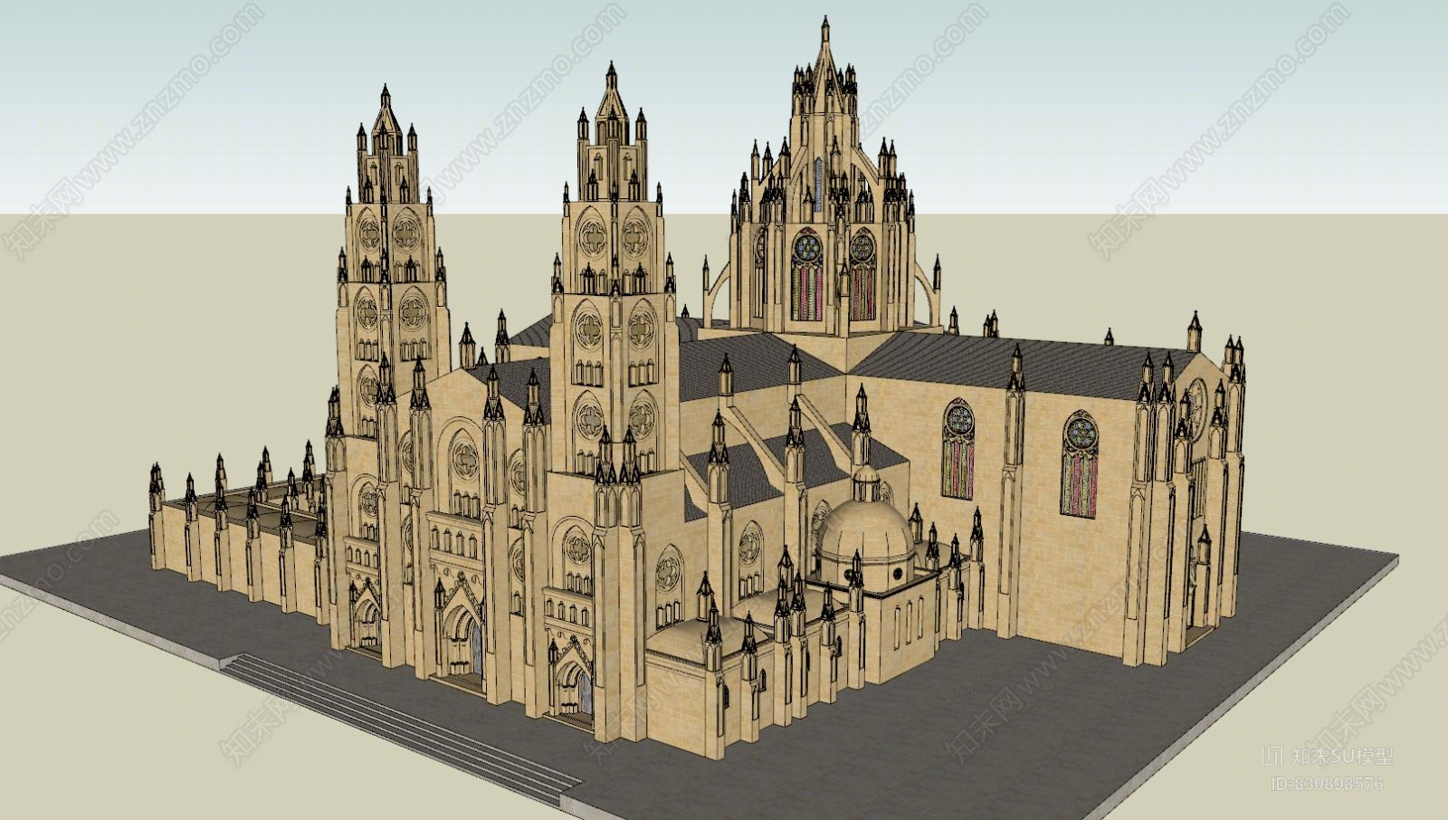 欧式建筑哥特式建筑su模型下载城堡su模型下载