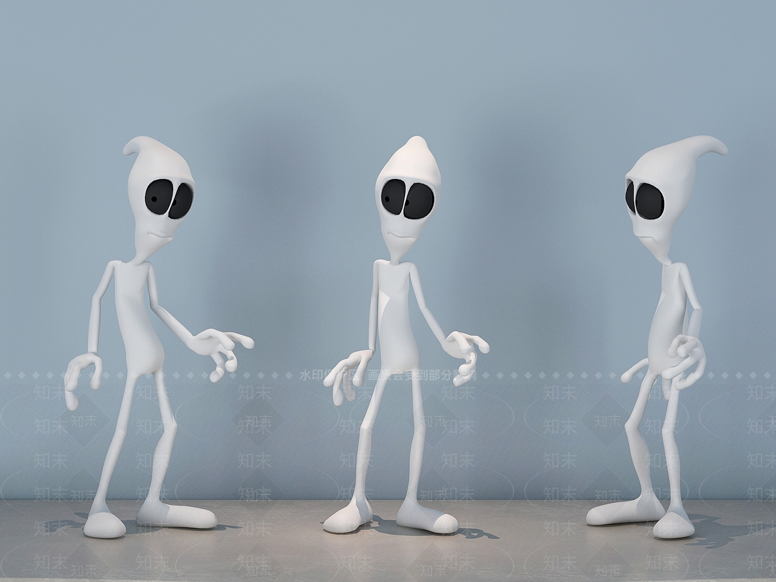 现代外星人卡通人物模型3D模型下载【ID:633688546】