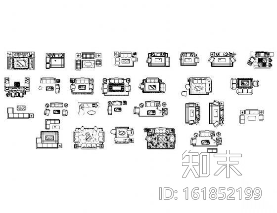 组合沙发图块集cad施工图下载【ID:161852199】