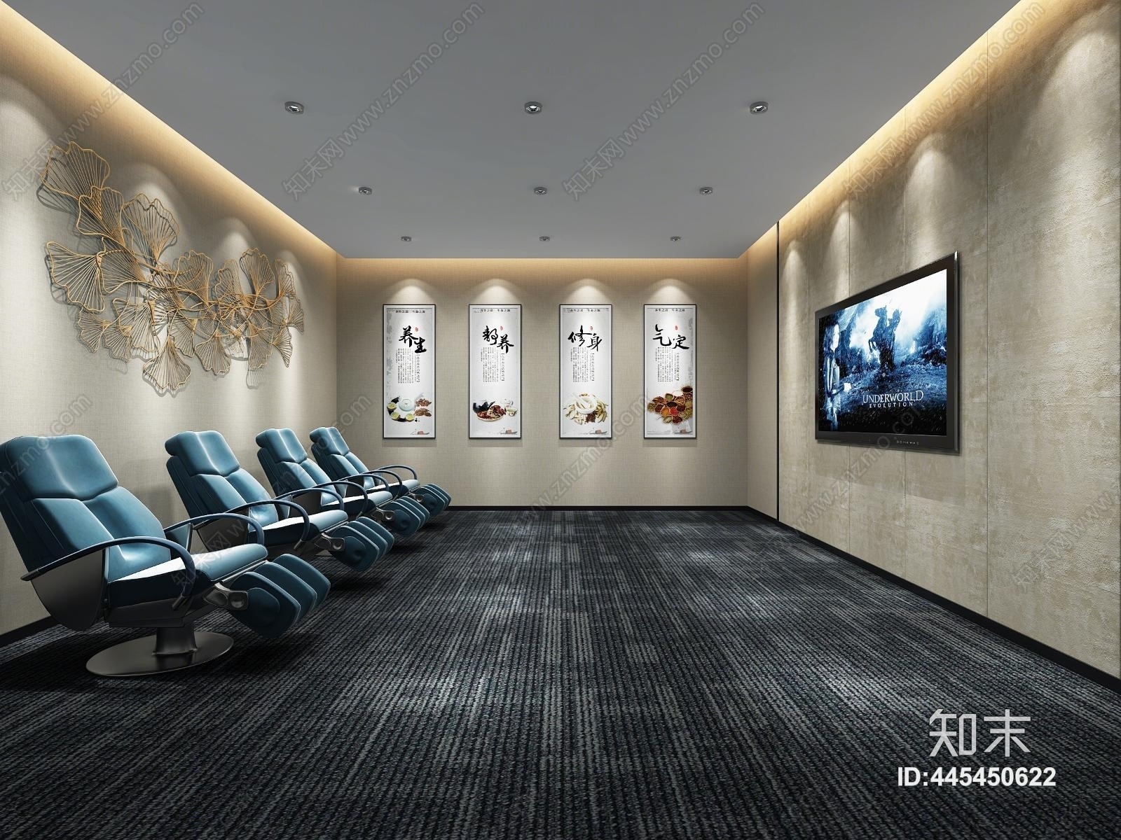 新中式按摩室3D模型下载【ID:445450622】