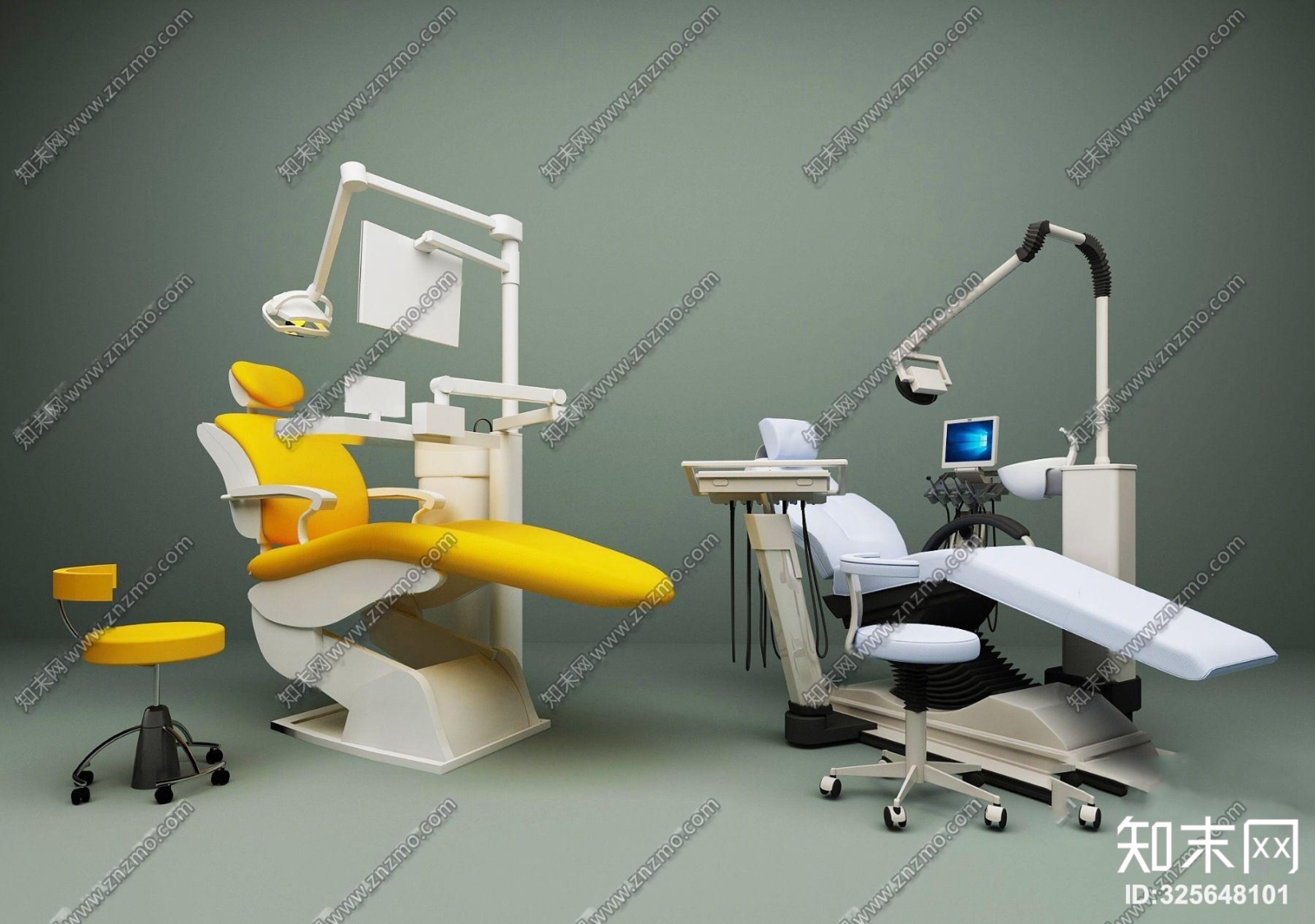 现代医院牙科诊疗椅组合3D模型下载【ID:325648101】
