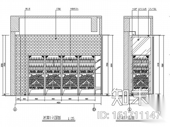 [原创]文化气息浓郁中式红酒专卖店施工图（含效果图）cad施工图下载【ID:161711147】