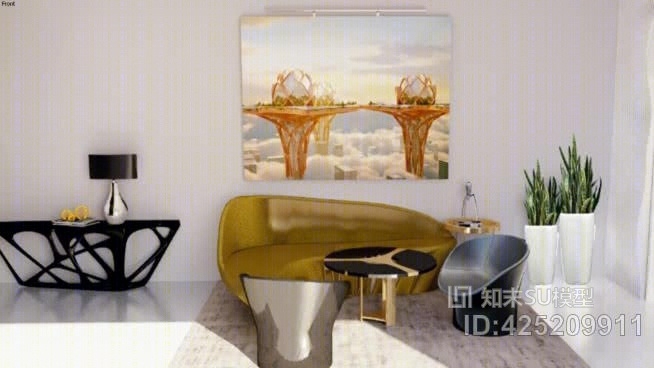 仿生设计客厅SU模型下载【ID:425209911】