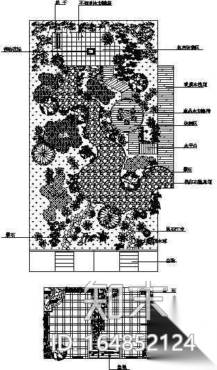 某小型办公楼屋顶花园绿化设计平面施工图下载【ID:164852124】