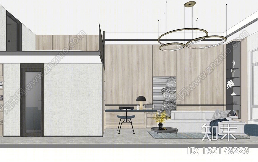 现代loft单身公寓SU模型下载【ID:162179229】