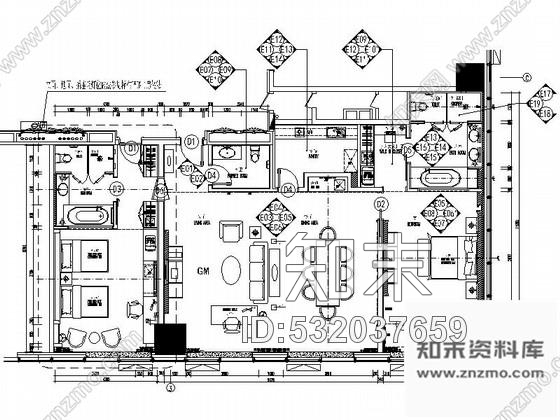 施工图河北某五星级豪华酒店驻店经理室内装修施工图cad施工图下载【ID:532037659】