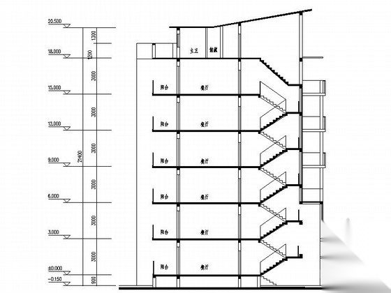 [成都]某六层一梯二住宅楼建筑方案图（南梯）cad施工图下载【ID:167216144】