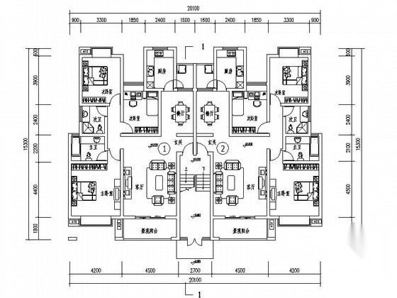 [成都]某六层一梯二住宅楼建筑方案图（南梯）cad施工图下载【ID:167216144】