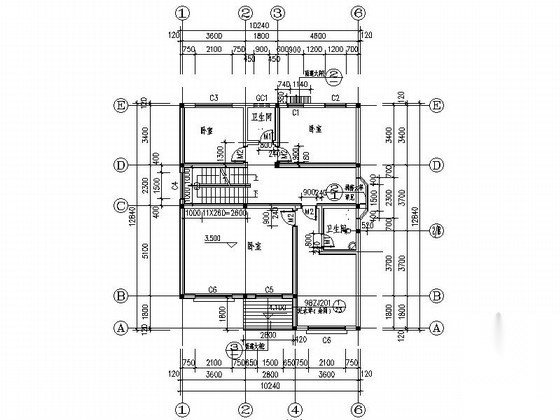 某三层小康农居建筑施工图（300平方米）cad施工图下载【ID:165938169】
