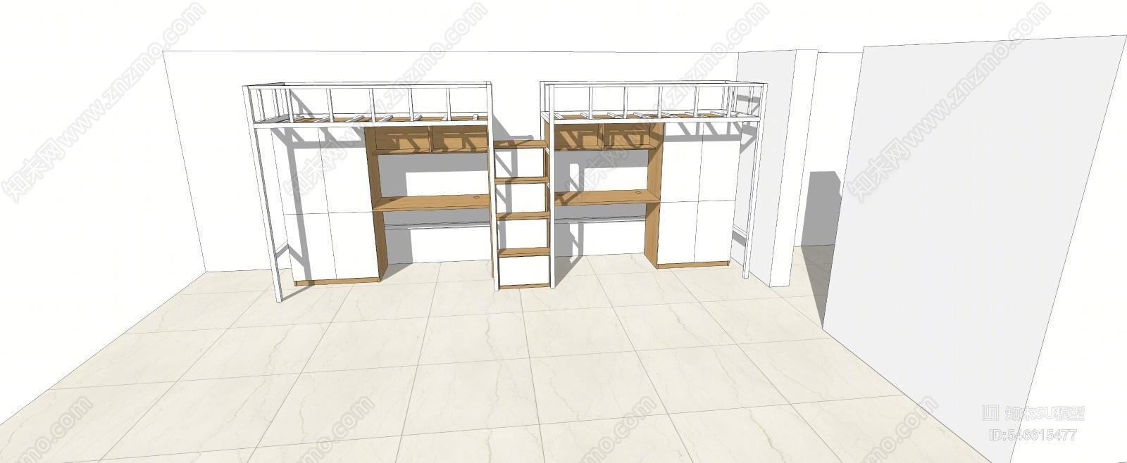 现代公寓床SU模型下载【ID:546615477】