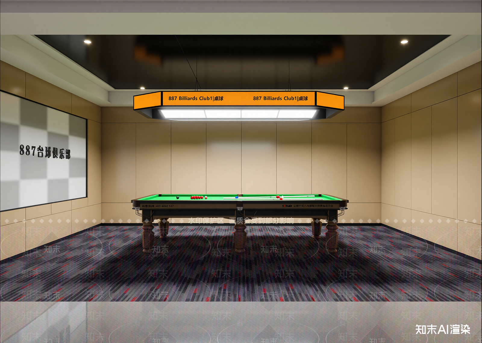 现代台球室3D模型下载【ID:1214927587】