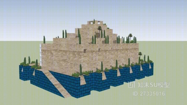 巴比伦空中花园SU模型下载【ID:27335016】
