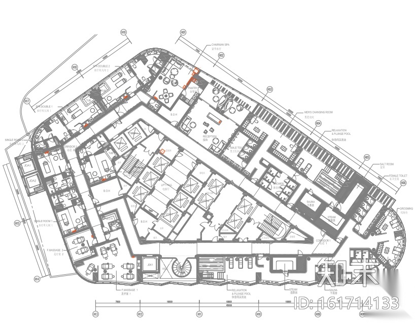 [陕西]君悦特色酒店公区设计施工图+效果图cad施工图下载【ID:161714133】