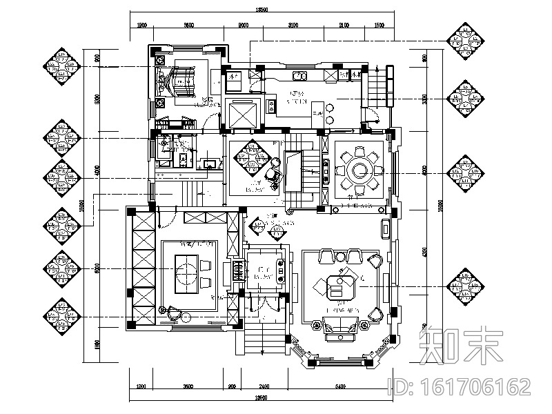 [江苏]欧式风格别墅设计CAD施工图（含效果图）cad施工图下载【ID:161706162】