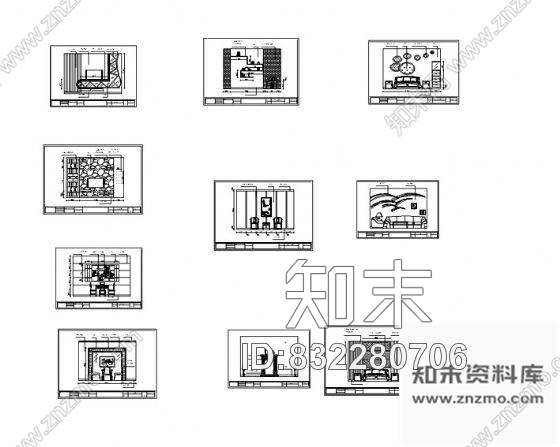 图块/节点电视背景墙设计cad施工图下载【ID:832280706】