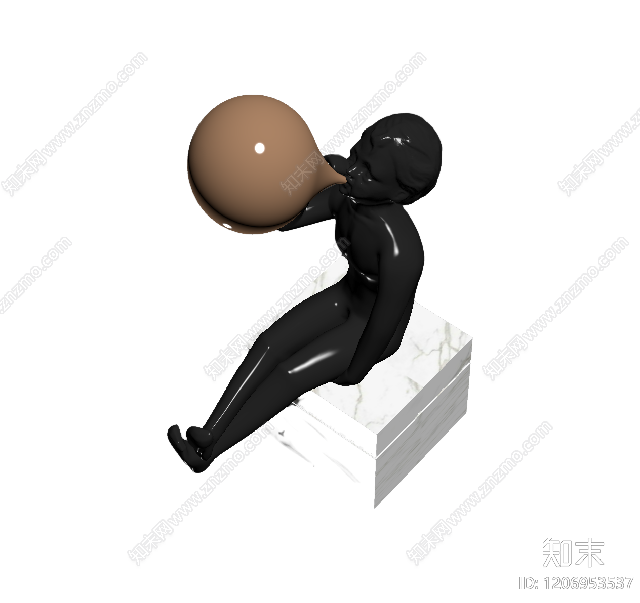 吹气球人物雕塑3D模型下载【ID:1206953537】