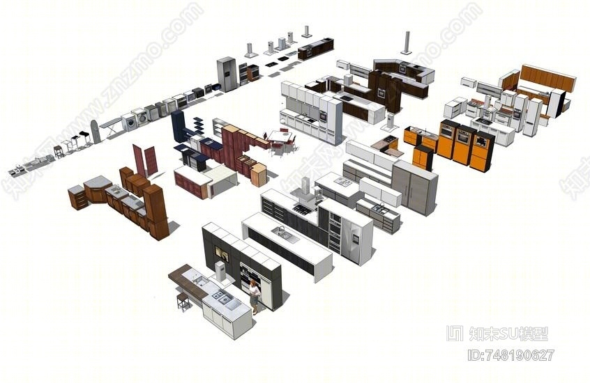 厨房橱柜厨房用具组合SU模型下载【ID:748190627】