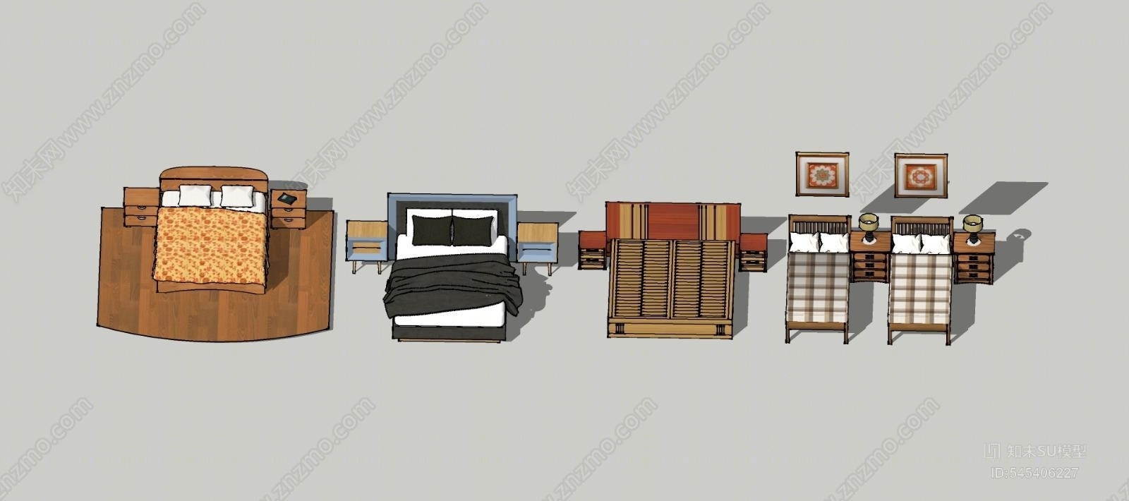 现代儿童床SU模型下载【ID:545406227】