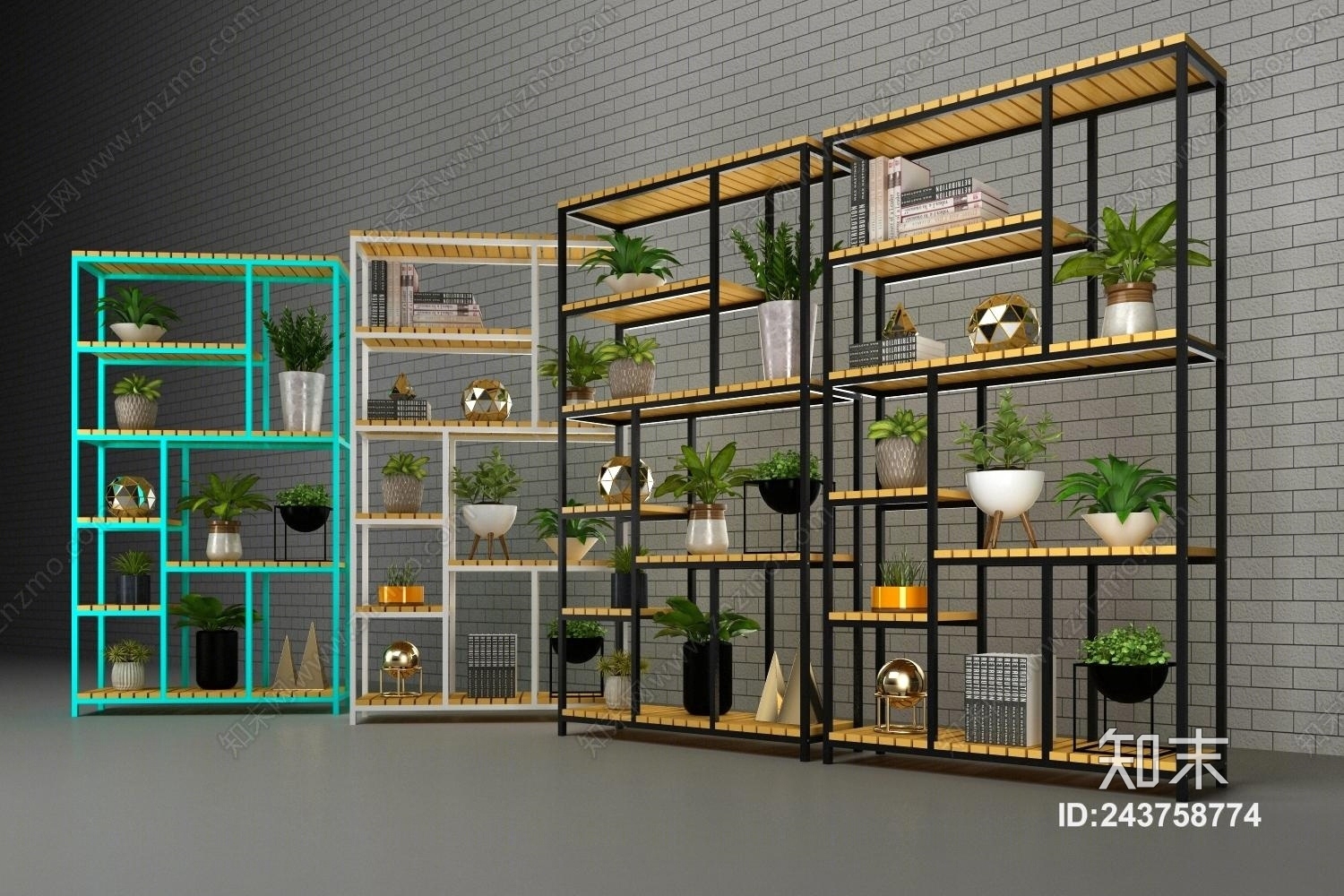 现代风格装饰架3D模型下载【ID:243758774】
