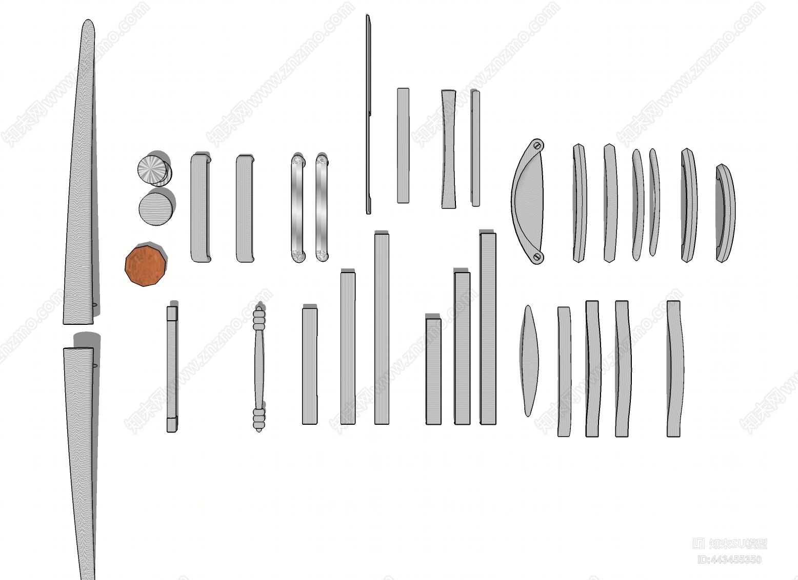 现代风格五金件SU模型下载【ID:443455350】