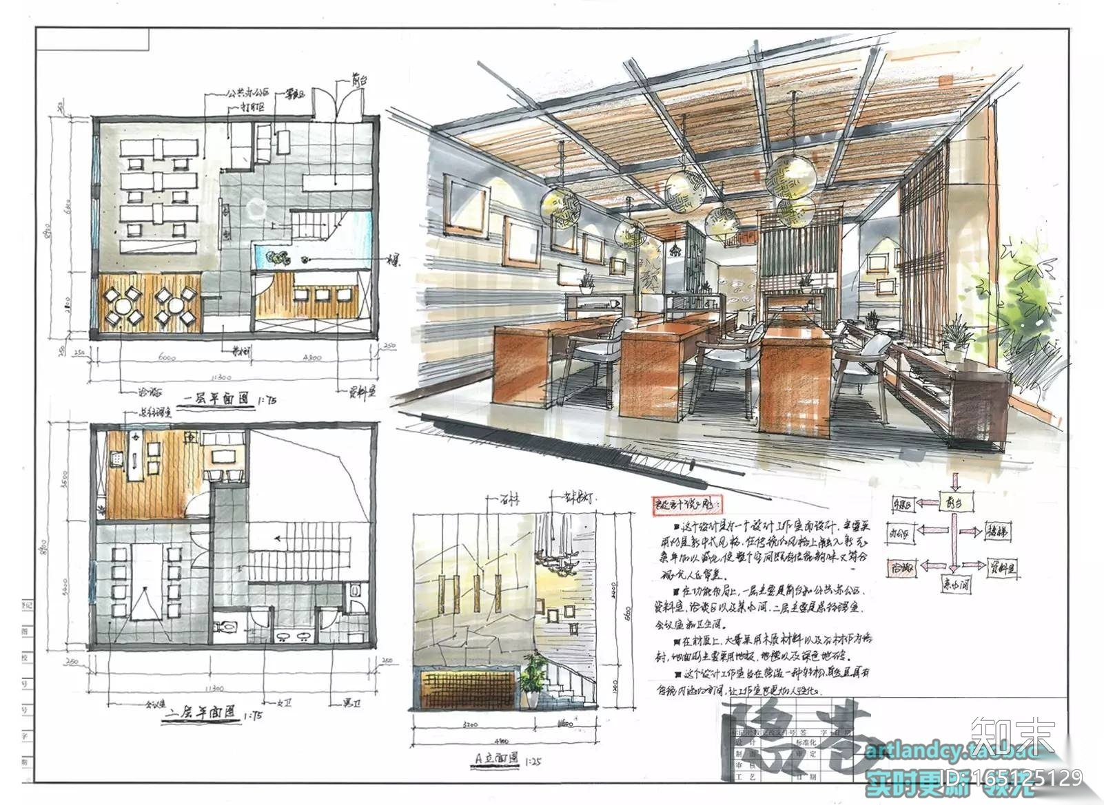 [室内快题设计]工作室、办公空间高清手绘图施工图下载【ID:165125129】