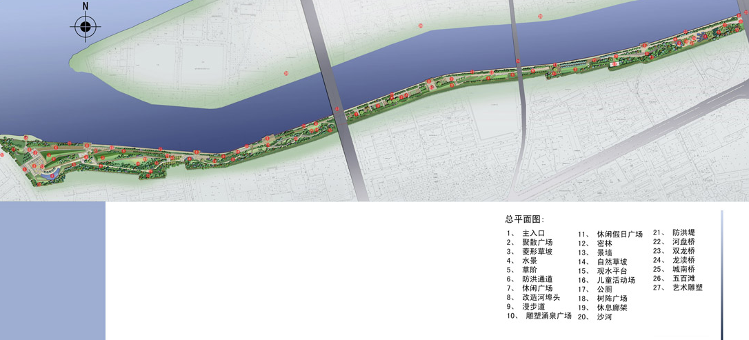 [浙江]金华市城南桥至河盘桥段滨河景观设计竞标方案汇总...cad施工图下载【ID:160919169】