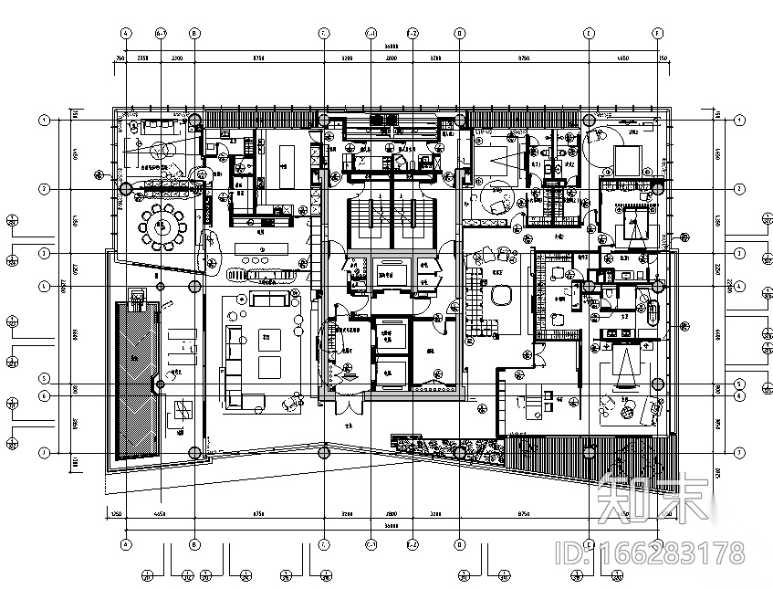 [广东]现代风格深圳湾1号样板间设计施工图（附效果图)cad施工图下载【ID:166283178】