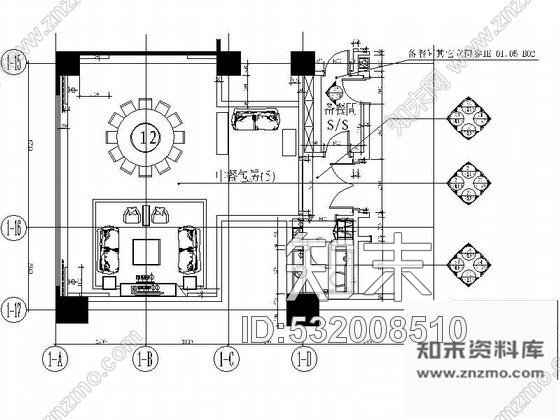 施工图风味中餐厅包间Ⅱ室内装修图施工图下载【ID:532008510】
