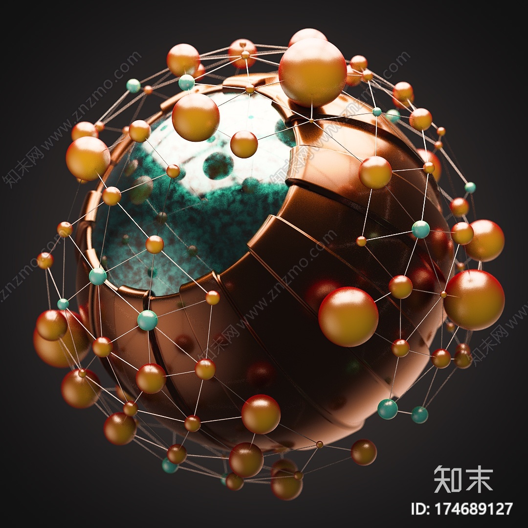 金属球体保护壳C4D动画工程文件分享CG模型下载【ID:174689127】