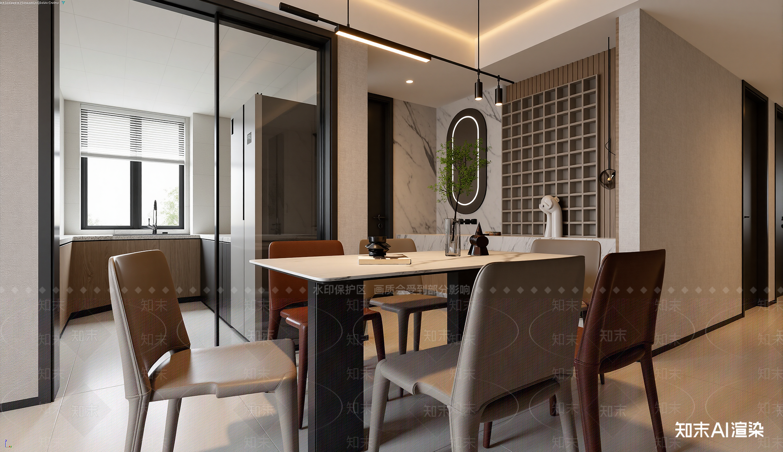 现代家居餐厅3D模型下载【ID:1221496413】