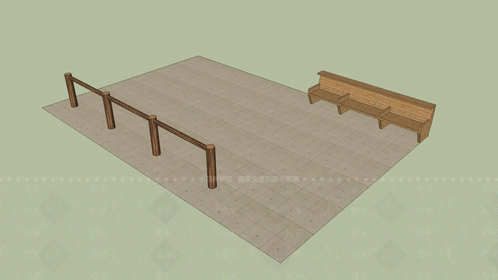 3D马固化区和木凳SU模型下载【ID:1162353044】