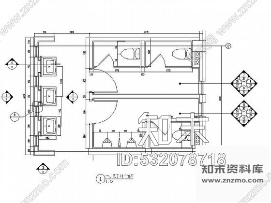 施工图黄山某售楼处洗手间装修图cad施工图下载【ID:532078718】