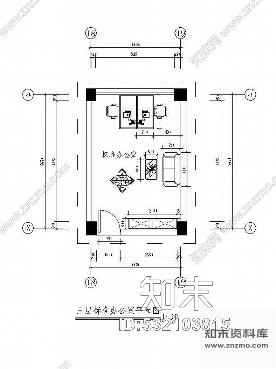 施工图湖南标准办公室装修图cad施工图下载【ID:532103815】