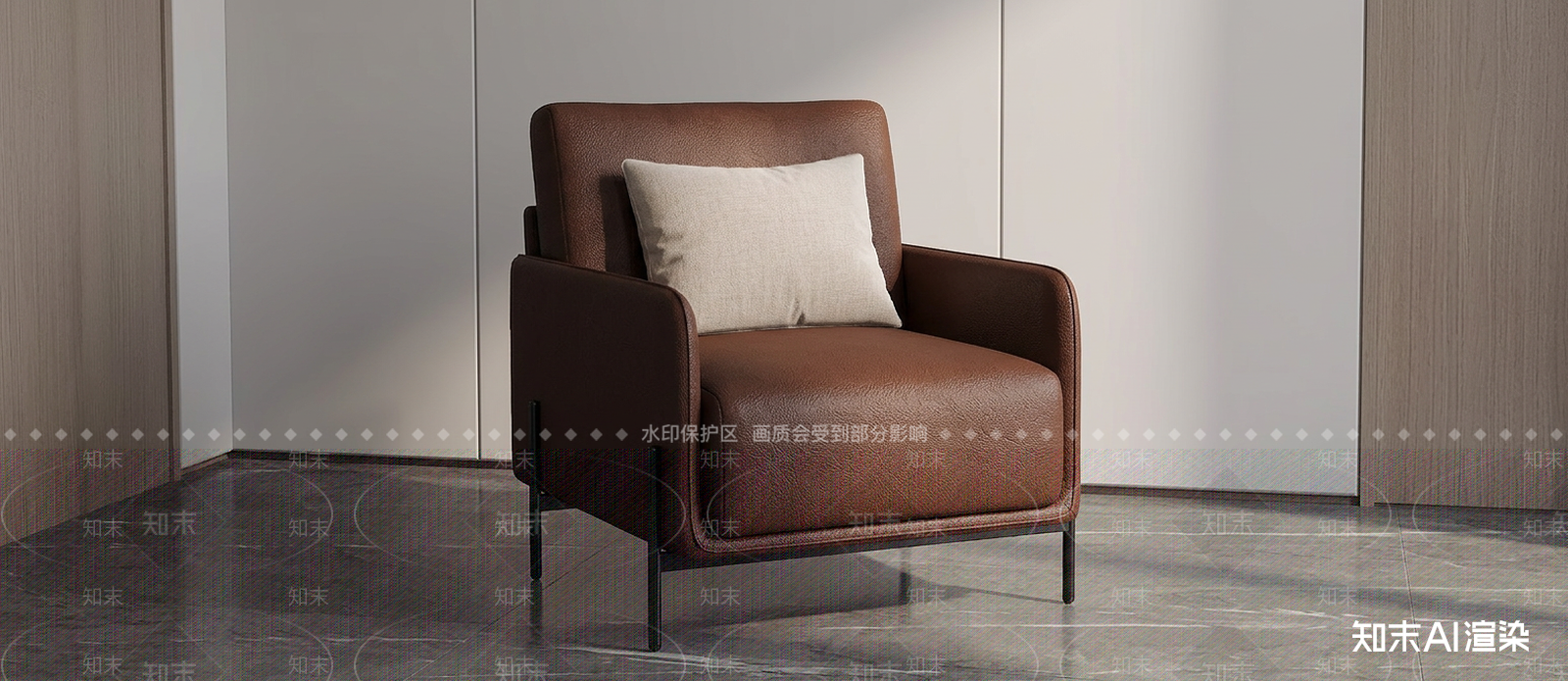 棕色单人沙发单人沙发3D模型下载【ID:1227490843】