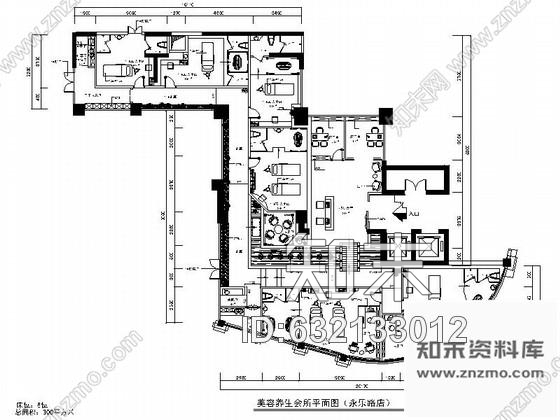 施工图特色雅致时尚美容养生会所室内装修施工图cad施工图下载【ID:632133012】