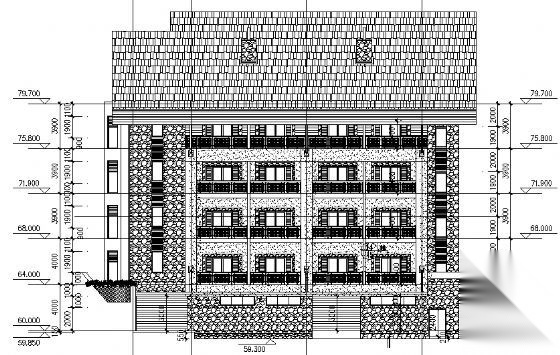 天津蓟县某酒店全套建筑CAD图纸施工图下载【ID:151514132】