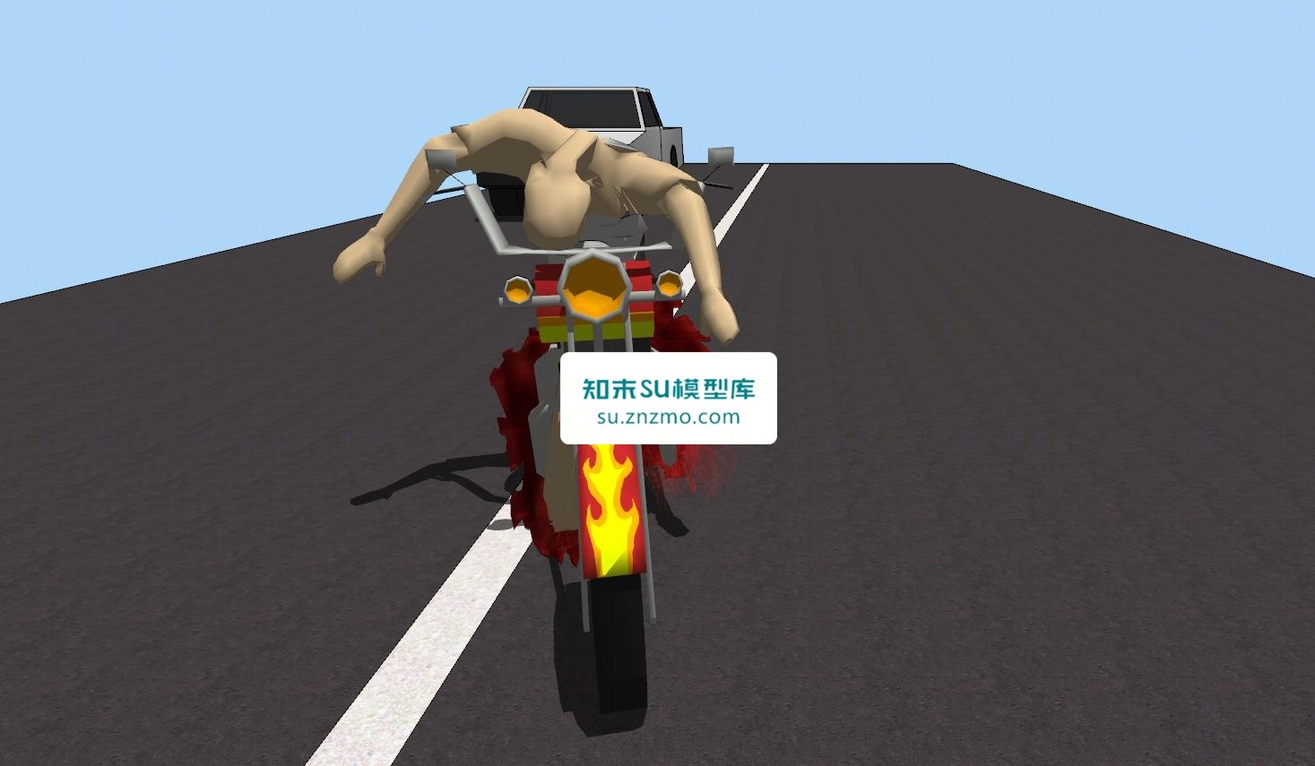 公路上的汽车摩托车SU模型下载【ID:148493105】