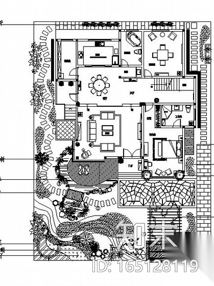 某别墅庭院景观设计施工图(含效果图)施工图下载【ID:165128119】