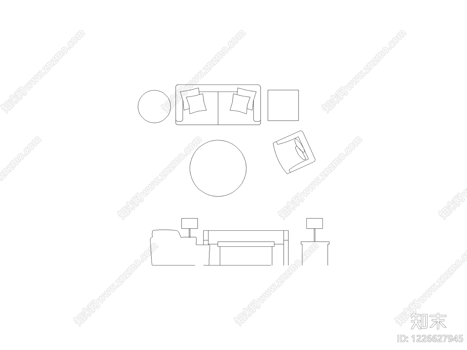 现代,意式沙发CAD图纸