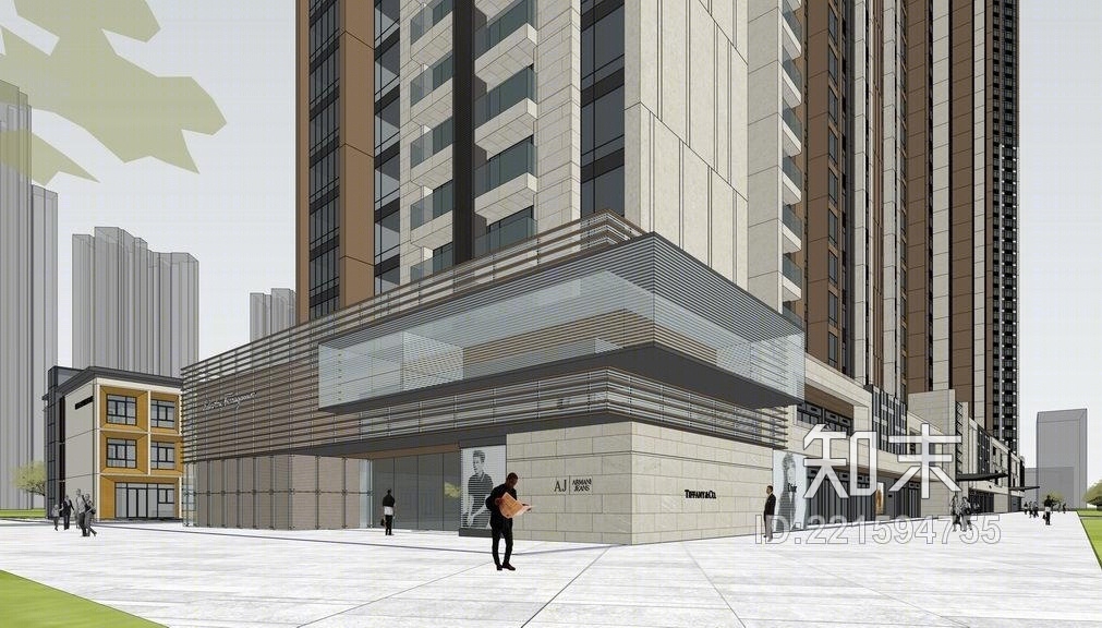 现代高层住宅SU模型下载【ID:221594755】