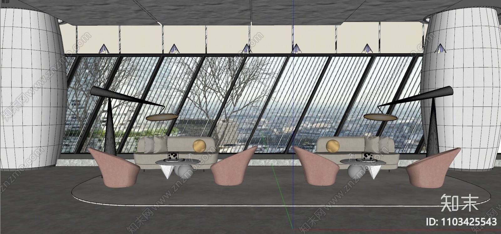 现代售楼处接待区SU模型下载【ID:1103425543】