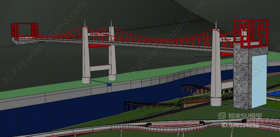 现代玻璃桥SU模型下载【ID:946324252】